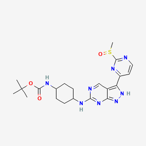 molecular formula C21H28N8O3S B8700052 {4-[3-(2-Methanesulfinyl-pyrimidin-4-yl)-1H-pyrazolo[3,4-d]pyrimidin-6-ylamino]-cyclohexyl}-carbamic acid tert-butyl ester 