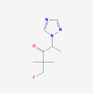 molecular formula C9H14FN3O B8700526 1-Fluoro-2,2-dimethyl-4-(1H-1,2,4-triazol-1-yl)pentan-3-one CAS No. 79260-38-1