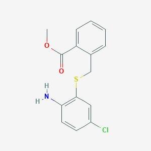 molecular formula C15H14ClNO2S B8700544 methyl 2-[(2-amino-5-chlorophenyl)sulfanylmethyl]benzoate 