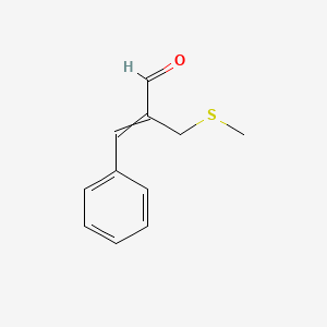 molecular formula C11H12OS B8700702 2-(Methylthiomethyl)-3-phenylpropenal 