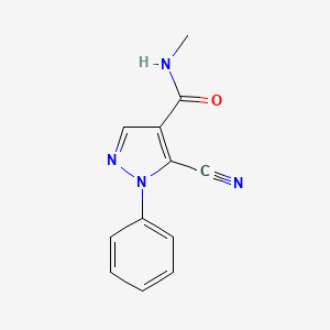 molecular formula C12H10N4O B8700895 1H-Pyrazole-4-carboxamide, 5-cyano-N-methyl-1-phenyl- CAS No. 98477-03-3