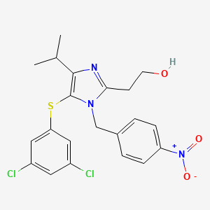 molecular formula C21H21Cl2N3O3S B8701091 1H-Imidazole-2-ethanol, 5-((3,5-dichlorophenyl)thio)-4-(1-methylethyl)-1-((4-nitrophenyl)methyl)- CAS No. 178980-70-6