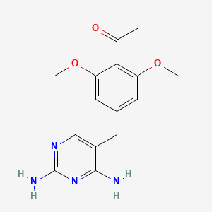 molecular formula C15H18N4O3 B8701226 Acetophenone, 4-(2,4-diamino-5-pyrimidinylmethyl)-2,6-dimethoxy- CAS No. 55687-76-8