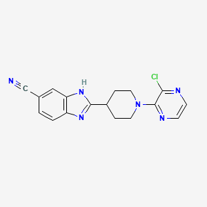 molecular formula C17H15ClN6 B8701280 2-[1-(3-Chloro-pyrazin-2-YL)-piperidin-4-YL]-1H-benzoimidazole-5-carbonitrile 