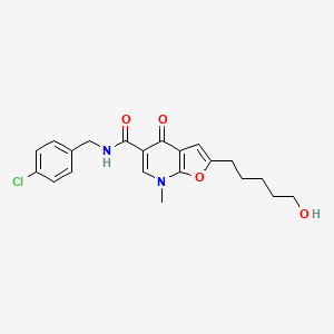 molecular formula C21H23ClN2O4 B8701474 N-(4-Chlorobenzyl)-2-(5-hydroxypentyl)-7-methyl-4-oxo-4,7-dihydrofuro[2,3-b]pyridine-5-carboxamide 