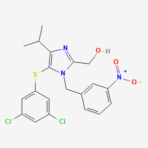 molecular formula C20H19Cl2N3O3S B8701651 1H-Imidazole-2-methanol, 5-((3,5-dichlorophenyl)thio)-4-(1-methylethyl)-1-((3-nitrophenyl)methyl)- CAS No. 178980-72-8