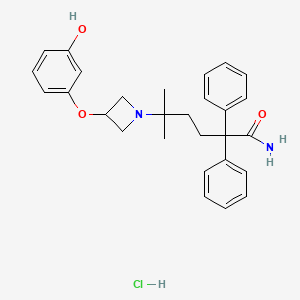 molecular formula C28H33ClN2O3 B8704035 5-[3-(3-hydroxyphenoxy)azetidin-1-yl]-5-methyl-2,2-diphenylhexanamide;hydrochloride 