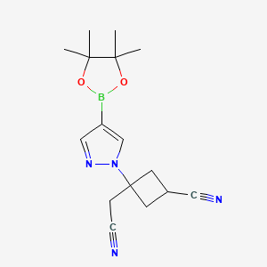 3-(Cyanomethyl)-3-(4-(4,4,5,5-tetramethyl-1,3,2-dioxaborolan-2-yl)-1H-pyrazol-1-yl)cyclobutane-1-carbonitrile