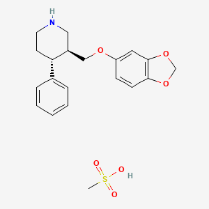 molecular formula C20H25NO6S B8704872 (3S,4R)-3-(1,3-benzodioxol-5-yloxymethyl)-4-phenylpiperidine;methanesulfonic acid 