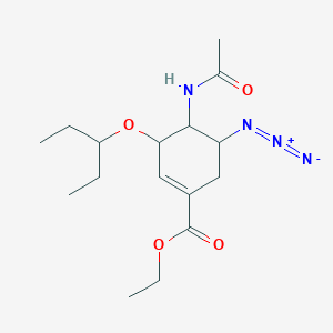 molecular formula C16H26N4O4 B8705491 Ethyl (3R,4R,5S)-4-acetamido-5-azido-3-(1-ethylpropoxy)-1-cyclohexene-1-carboxylate 