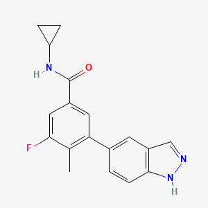 molecular formula C18H16FN3O B8705642 N-Cyclopropyl-3-fluoro-5-(1H-indazol-5-yl)-4-methylbenzamide CAS No. 651780-48-2
