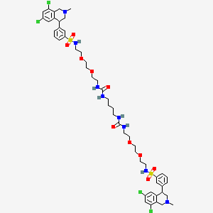 molecular formula C50H66Cl4N8O10S2 B8705826 N,N'-(10,17-dioxo-3,6,21,24-tetraoxa-9,11,16,18-tetraazahexacosane-1,26-diyl)bis(3-(6,8-dichloro-2-methyl-1,2,3,4-tetrahydroisoquinolin-4-yl)benzenesulfonamide) 