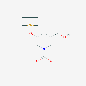 molecular formula C17H35NO4Si B8706311 Tert-butyl 3-((tert-butyldimethylsilyl)oxy)-5-(hydroxymethyl)piperidine-1-carboxylate 