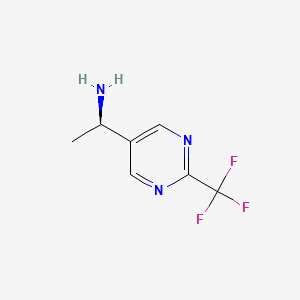 molecular formula C7H8F3N3 B8707579 (1R)-1-[2-(trifluoromethyl)pyrimidin-5-yl]ethan-1-amine 