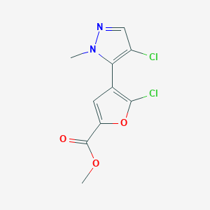 molecular formula C10H8Cl2N2O3 B8708062 2-Furancarboxylic acid, 5-chloro-4-(4-chloro-1-methyl-1H-pyrazol-5-yl)-, methyl ester 