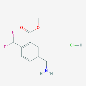 molecular formula C10H12ClF2NO2 B8708260 Methyl 5-(aminomethyl)-2-(difluoromethyl)benzoate hydrochloride 