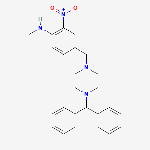 molecular formula C25H28N4O2 B8708466 4-[[4-(DIPHENYLMETHYL)PIPERAZIN-1-YL]METHYL]-N-METHYL-2-NITROANILINE CAS No. 68740-15-8
