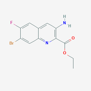 molecular formula C12H10BrFN2O2 B8708694 Ethyl 3-amino-7-bromo-6-fluoroquinoline-2-carboxylate 