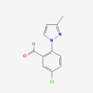 molecular formula C11H9ClN2O B8708871 5-Chloro-2-(3-methyl-1H-pyrazol-1-yl)benzaldehyde 