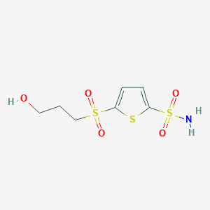 molecular formula C7H11NO5S3 B8708907 5-(3-Hydroxypropylsulfonyl)thiophene-2-sulfonamide CAS No. 104438-02-0