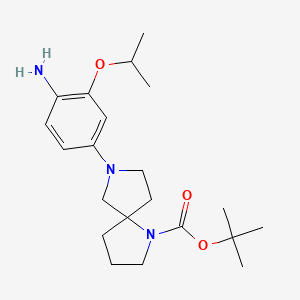 molecular formula C21H33N3O3 B8710187 TERT-BUTYL 7-(4-AMINO-3-ISOPROPOXYPHENYL)-1,7-DIAZASPIRO[4.4]NONANE-1-CARBOXYLATE 