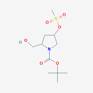 molecular formula C11H21NO6S B8710565 tert-butyl (2S,4R)-2-(hydroxymethyl)-4-(methanesulfonyloxy)pyrrolidine-1-carboxylate 