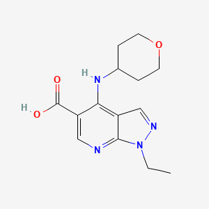 molecular formula C14H18N4O3 B8710696 1-ethyl-4-(tetrahydro-2H-pyran-4-ylamino)-1H-pyrazolo[3,4-b]pyridine-5-carboxylic acid 