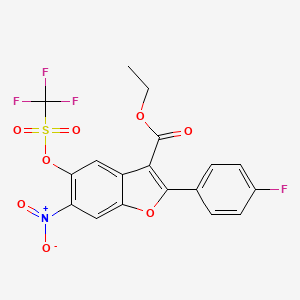 Ethyl 2-(4-fluorophenyl)-6-nitro-5-(((trifluoromethyl)sulfonyl)oxy)benzofuran-3-carboxylate