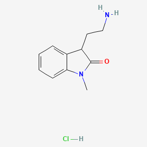 molecular formula C11H15ClN2O B8711948 3-(2-Aminoethyl)-1-methylindolin-2-one hydrochloride 