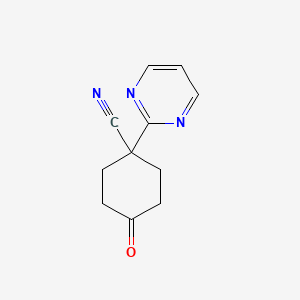 molecular formula C11H11N3O B8712713 4-Oxo-1-(pyrimidin-2-yl)cyclohexanecarbonitrile 