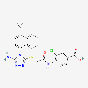 molecular formula C24H20ClN5O3S B8712773 4-[[2-[[5-amino-4-(4-cyclopropyl-1-naphthalenyl)-4H-1,2,4-triazol-3-yl]thio]acetyl]amino]-3-chloroBenzoic acid CAS No. 878672-18-5