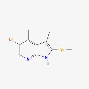 molecular formula C12H17BrN2Si B8712810 5-Bromo-3,4-dimethyl-2-(trimethylsilyl)-1H-pyrrolo[2,3-b]pyridine 