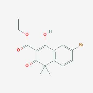 molecular formula C15H15BrO4 B8712991 Ethyl 6-bromo-4-hydroxy-1,1-dimethyl-2-oxo-naphthalen-3-carboxylate 