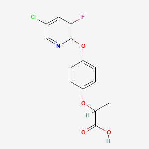 molecular formula C14H11ClFNO4 B8714104 Propanoic acid, 2-[4-[(5-chloro-3-fluoro-2-pyridinyl)oxy]phenoxy]- CAS No. 87135-08-8