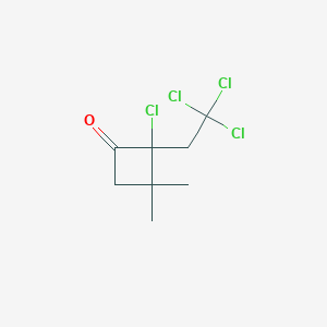 molecular formula C8H10Cl4O B8714146 2-Chloro-3,3-dimethyl-2-(2,2,2-trichloroethyl)cyclobutan-1-one CAS No. 68697-08-5