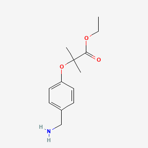 molecular formula C13H19NO3 B8714172 Ethyl 2-(4-(aminomethyl)phenoxy)-2-methylpropanoate 