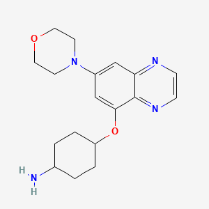 molecular formula C18H24N4O2 B8714923 cis-4-((7-Morpholinoquinoxalin-5-yl)oxy)cyclohexanamine 