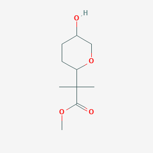 molecular formula C10H18O4 B8715357 methyl 2-(5-hydroxytetrahydro-2H-pyran-2-yl)-2-methylpropanoate 