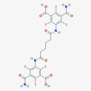 molecular formula C22H16I6N4O8 B087160 Isophthalamic acid, 5,5'-(tetramethylenebis(carbonylimino))bis(2,4,6-triiodo- CAS No. 13724-24-8