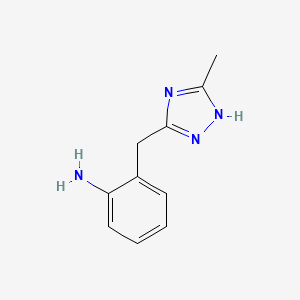 molecular formula C10H12N4 B8716265 Benzenamine,2-[(3-methyl-1H-1,2,4-triazol-5-yl)methyl]- 