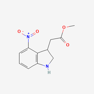 molecular formula C11H12N2O4 B8717713 methyl (4-nitro-2,3-dihydro-1H-indol-3-yl)-acetate 