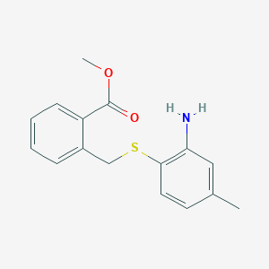 molecular formula C16H17NO2S B8717729 methyl 2-[(2-amino-4-methylphenyl)sulfanylmethyl]benzoate 