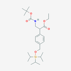 molecular formula C26H45NO5Si B8718181 Ethyl 3-((tert-butoxycarbonyl)amino)-2-(4-(((triisopropylsilyl)oxy)methyl)phenyl)propanoate 