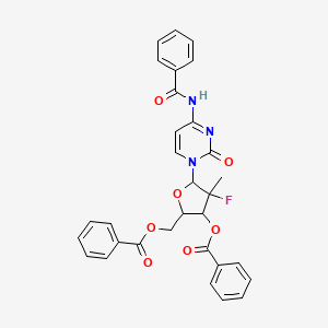 molecular formula C31H26FN3O7 B8718484 Benzoic acid 3-benzoyloxy-5-(4-benzoylamino-2-oxo-2H-pyrimidin-1-yl)-4-fluoro-4-methyl-tetrahydro-furan-2-ylmethyl ester 