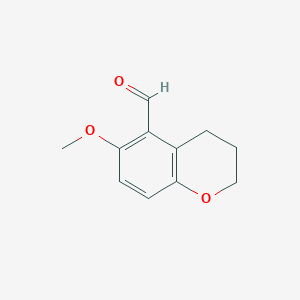 molecular formula C11H12O3 B8718719 6-Methoxy-3,4-dihydrobenzopyran-5-carboxaldehyde 