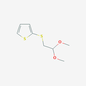 molecular formula C8H12O2S2 B8719685 Thiophene,2-[(2,2-dimethoxyethyl)thio]- 