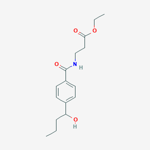 molecular formula C16H23NO4 B8719772 Ethyl 3-(4-(1-hydroxybutyl)benzamido)propanoate 