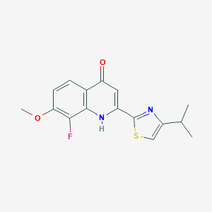 molecular formula C16H15FN2O2S B8719956 8-Fluoro-4-hydroxy-2-(4-isopropylthiazole-2-yl)-7-methoxyquinoline CAS No. 923604-71-1