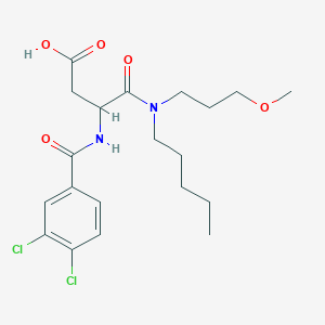 molecular formula C20H28Cl2N2O5 B008720 (+-)-3-((3,4-Dichlorobenzoyl)amino)-4-((3-methoxypropyl)pentylamino)-4-oxobutanoic acid CAS No. 111106-29-7