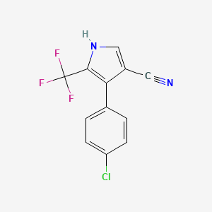 molecular formula C12H6ClF3N2 B8720435 1H-Pyrrole-3-carbonitrile, 4-(4-chlorophenyl)-5-(trifluoromethyl)- CAS No. 142154-88-9